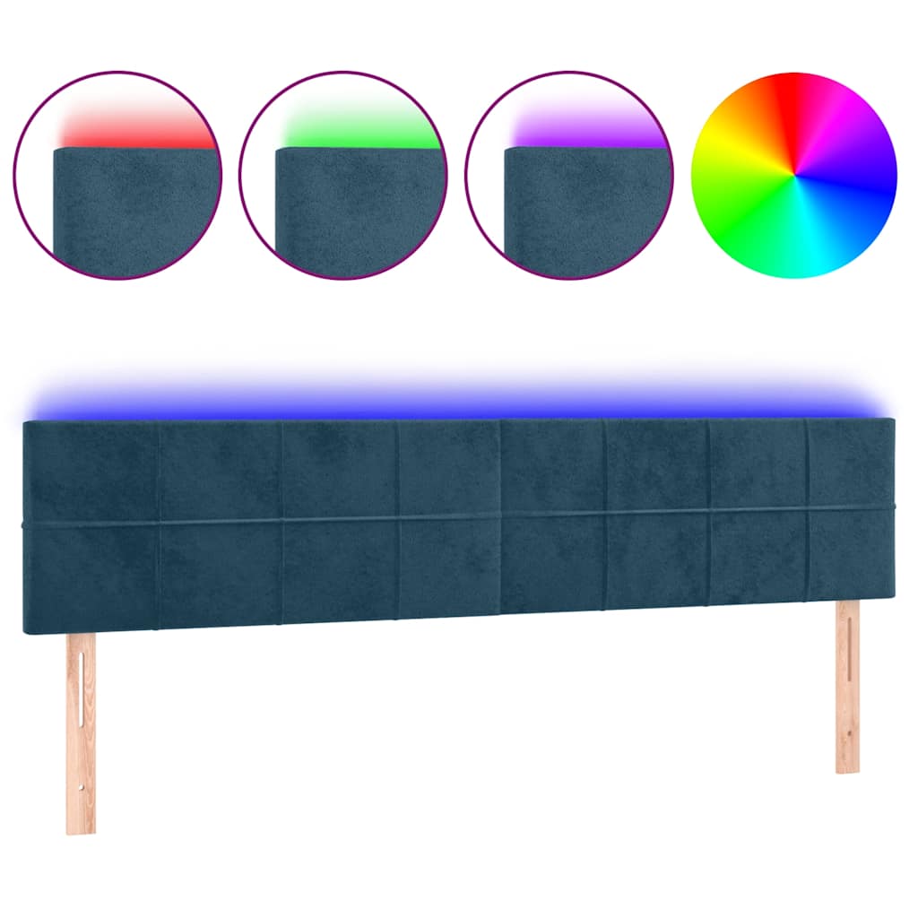 LED uzglavlje tamnoplavo 160x5x78/88 cm baršunasto