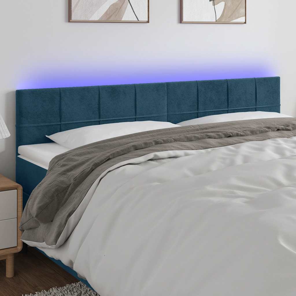 LED uzglavlje tamnoplavo 160x5x78/88 cm baršunasto