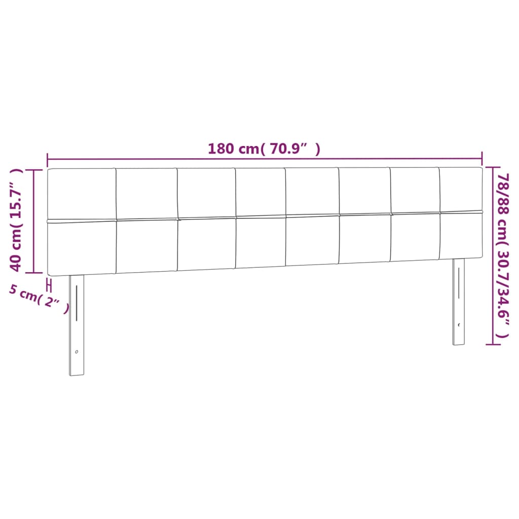 LED uzglavlje crno 180x5x78/88 cm baršunasto
