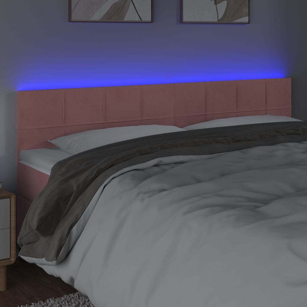 LED uzglavlje ružičasto 180x5x78/88 cm baršunasto