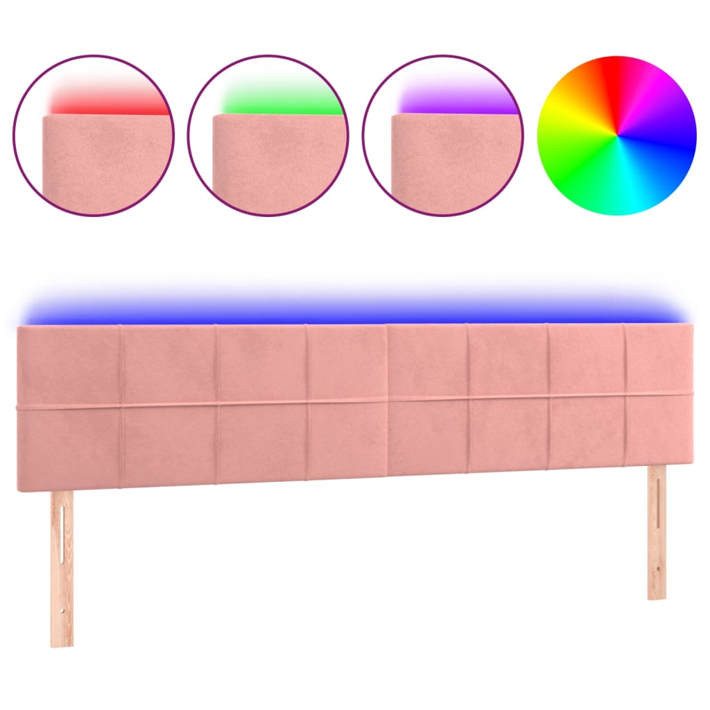 LED uzglavlje ružičasto 200x5x78/88 cm baršunasto