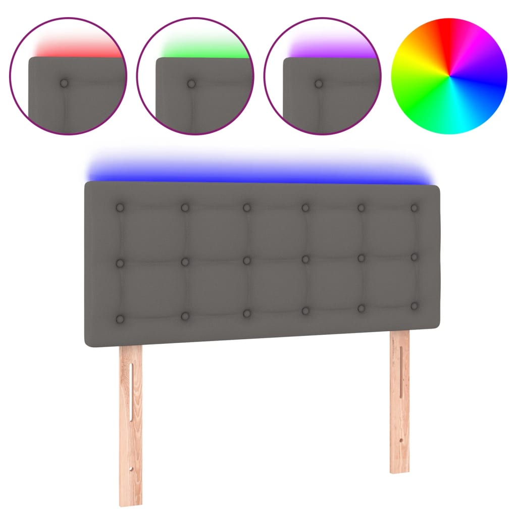 LED uzglavlje sivo 90 x 5 x 78/88 cm od umjetne kože