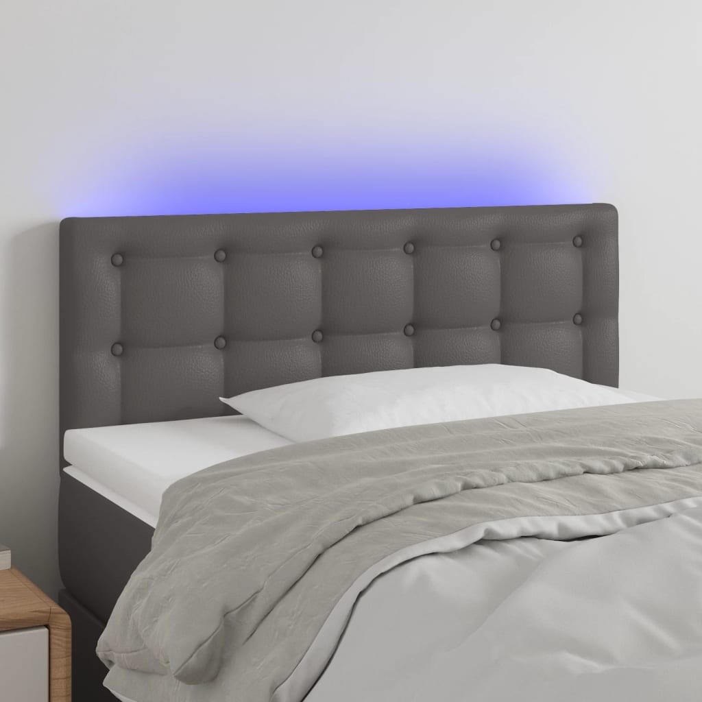 LED uzglavlje sivo 90 x 5 x 78/88 cm od umjetne kože