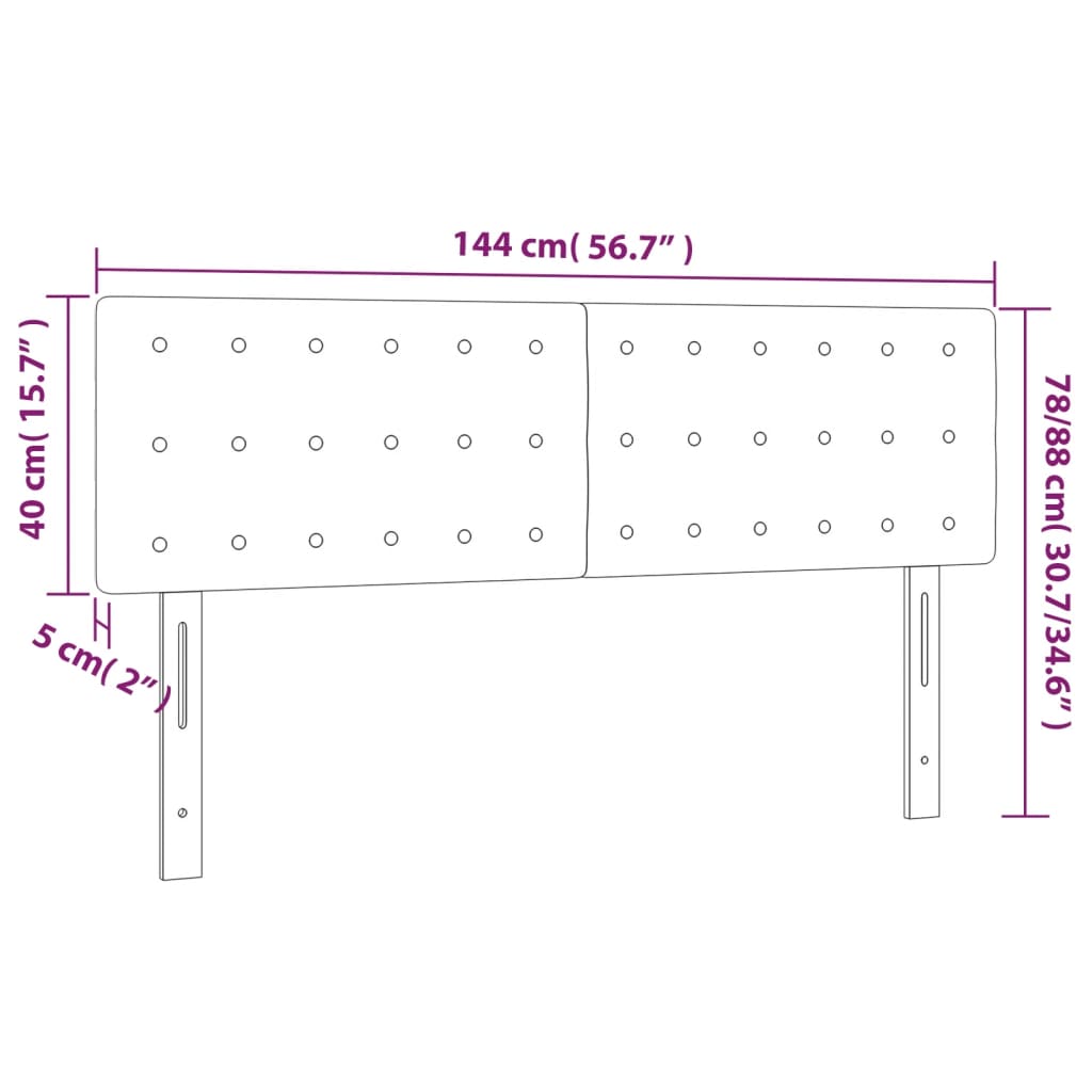 LED uzglavlje crno 144 x 5 x 78/88 cm od umjetne kože