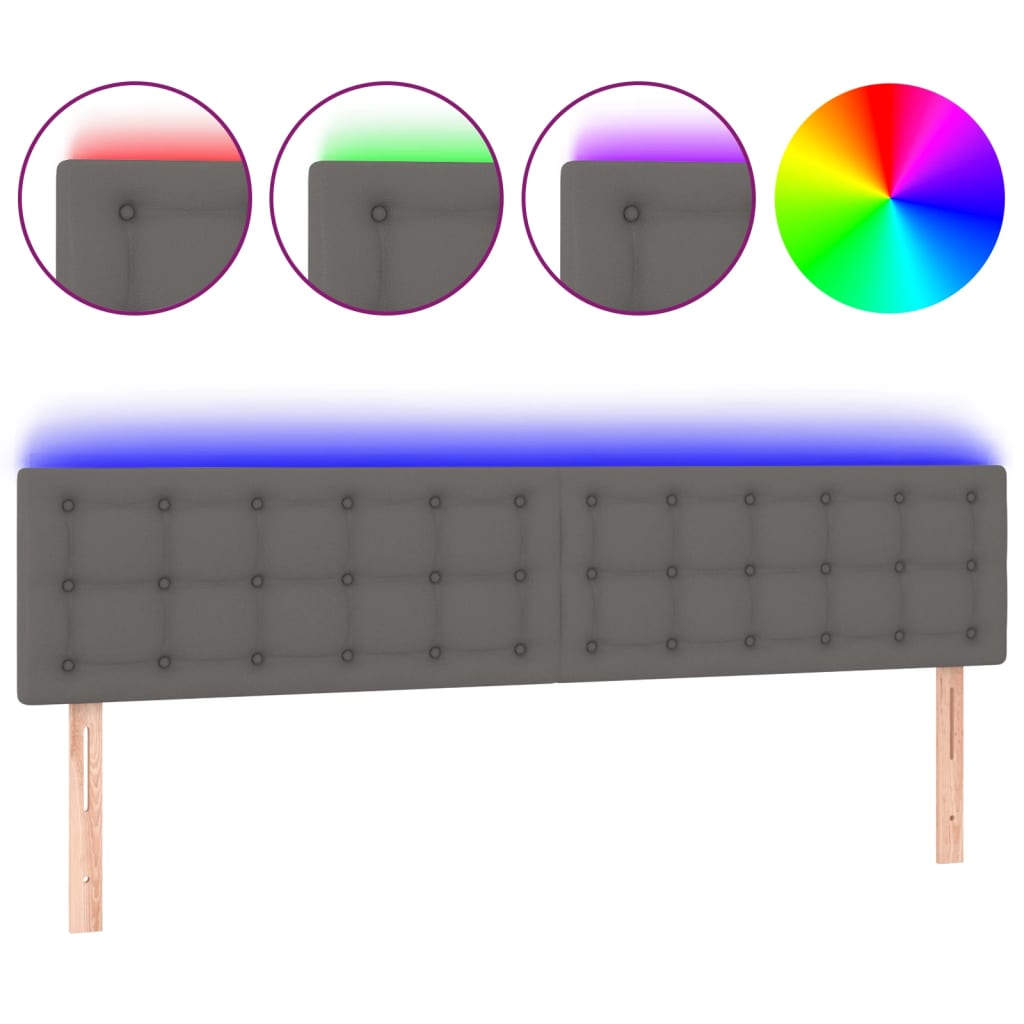 LED uzglavlje sivo 160 x 5 x 78/88 cm od umjetne kože