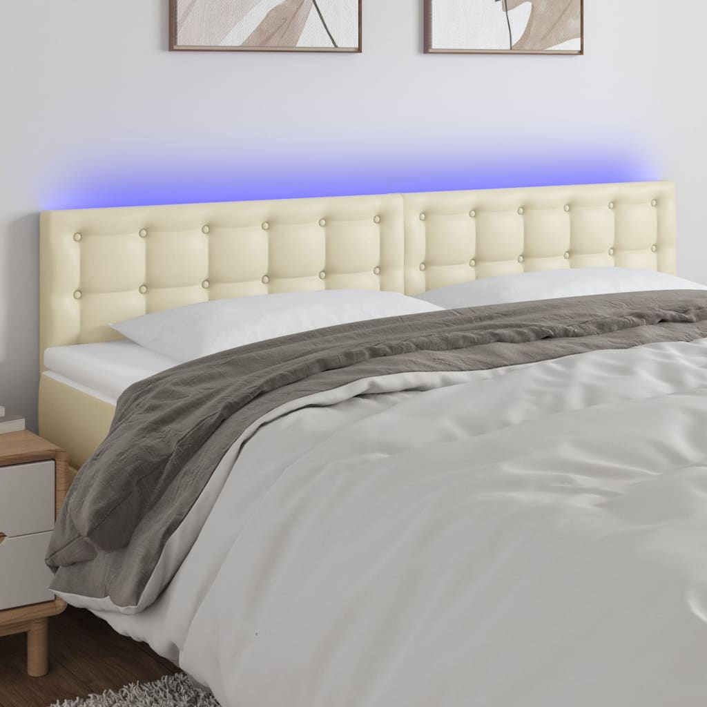 LED uzglavlje krem 180 x 5 x 78/88 cm od umjetne kože