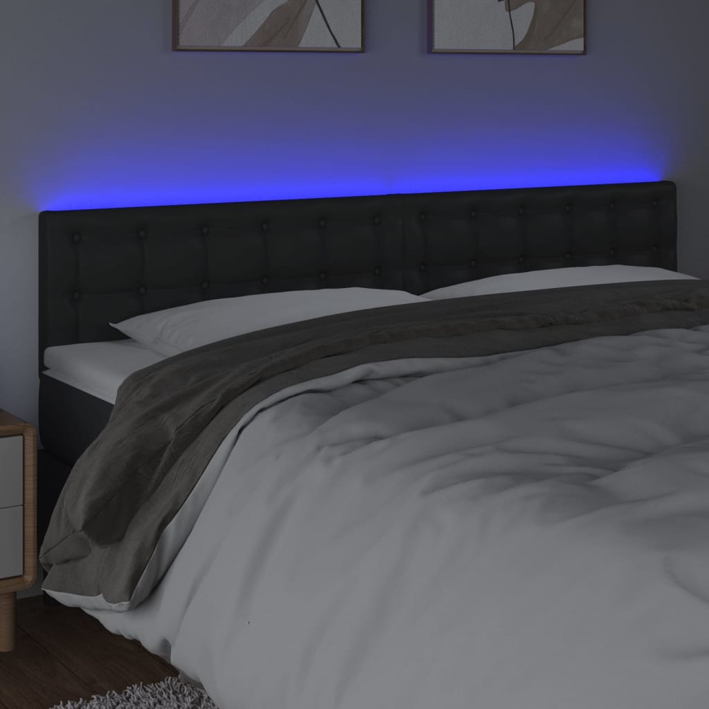 LED uzglavlje crno 200 x 5 x 78/88 cm od umjetne kože