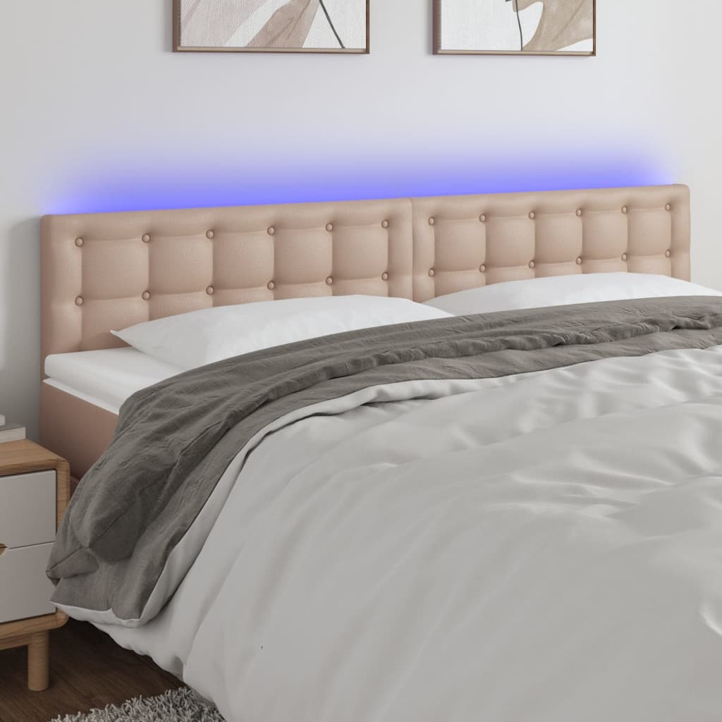 LED uzglavlje boja cappuccina 200 x 5 x 78/88cm od umjetne kože