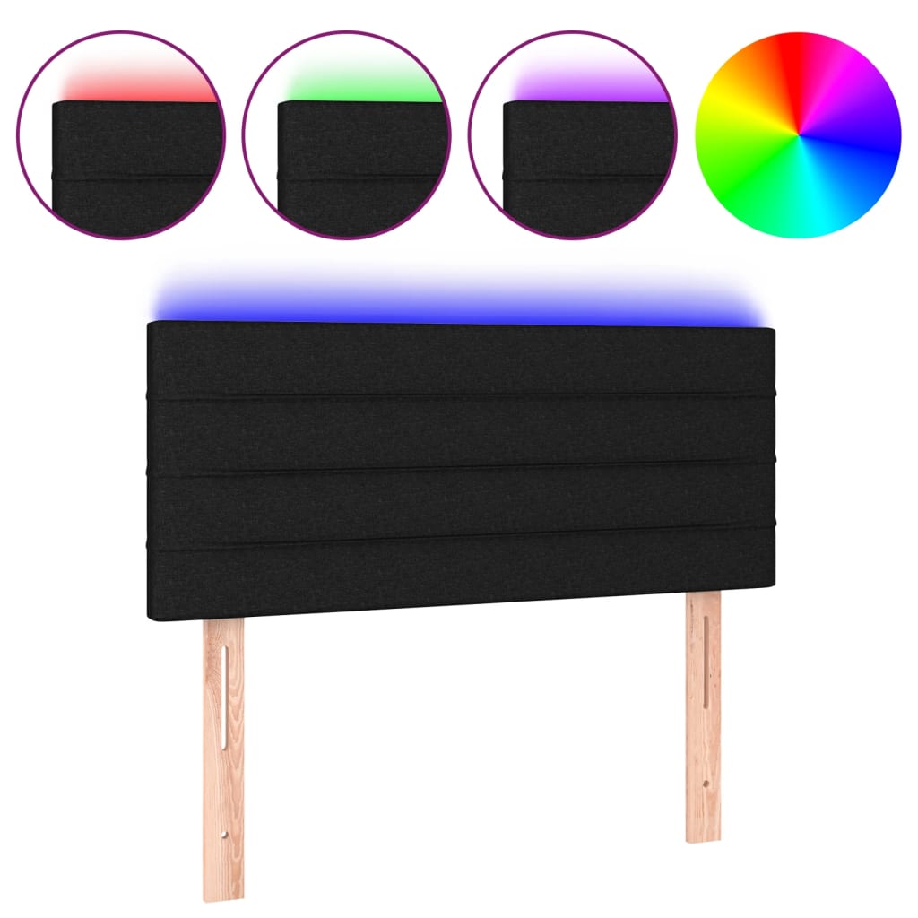 LED uzglavlje crno 80 x 5 x 78/88 cm od tkanine