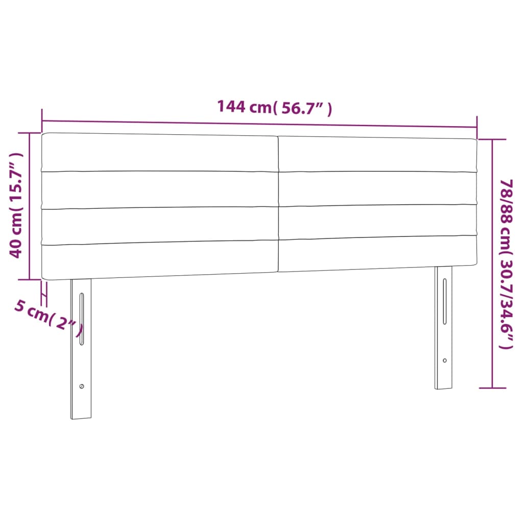 LED uzglavlje svjetlosivo 144 x 5 x 78/88 cm od tkanine