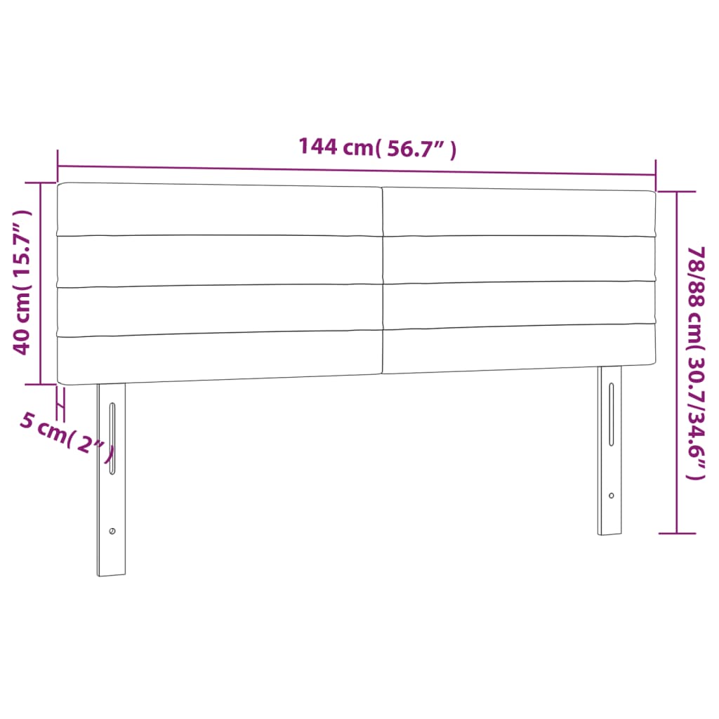 LED uzglavlje crno 144x5x78/88 cm od tkanine