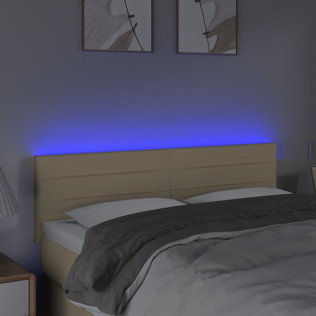LED uzglavlje krem 144x5x78/88 cm od tkanine