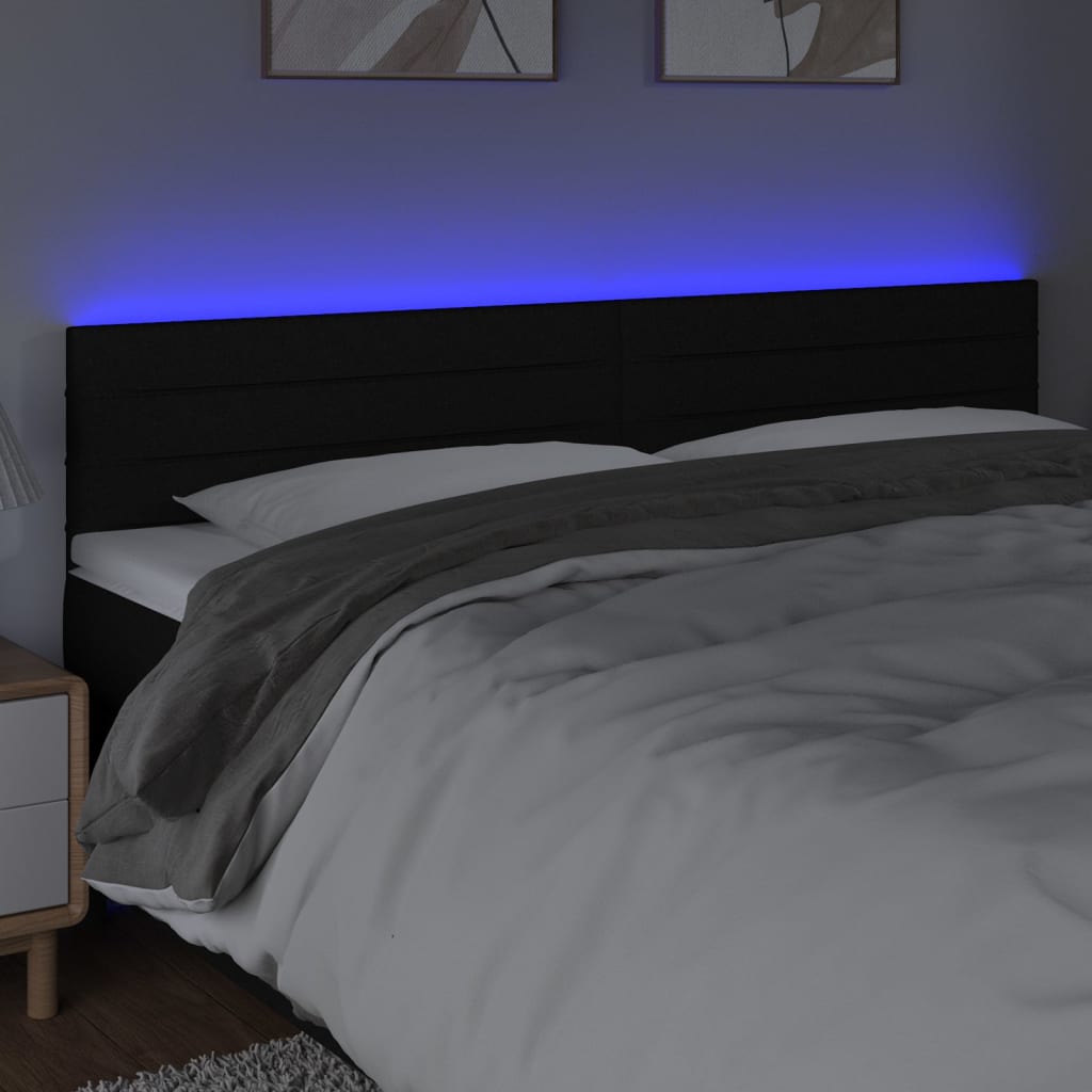 LED uzglavlje crno 160x5x78/88 cm od tkanine