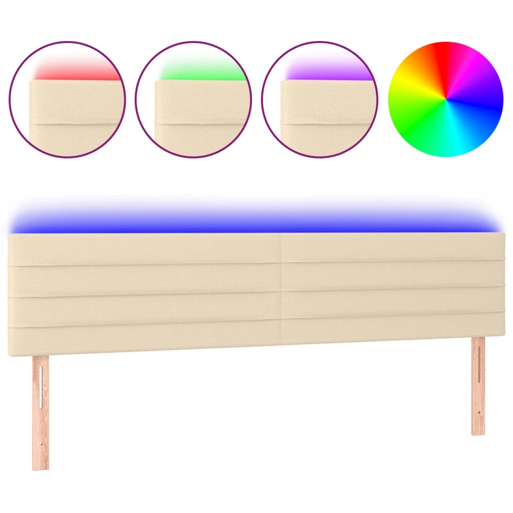 LED uzglavlje krem 180x5x78/88 cm od tkanine