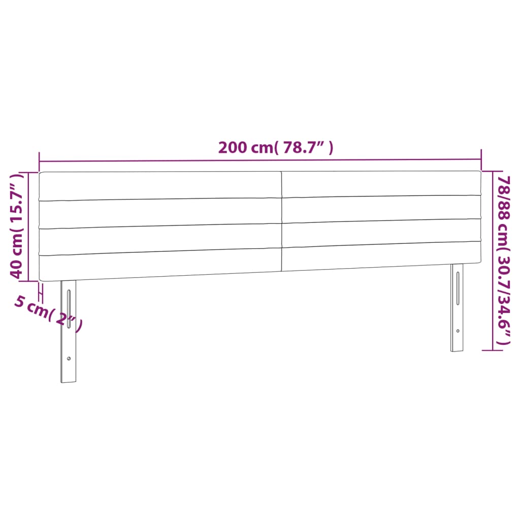 LED uzglavlje svjetlosivo 200x5x78/88 cm od tkanine