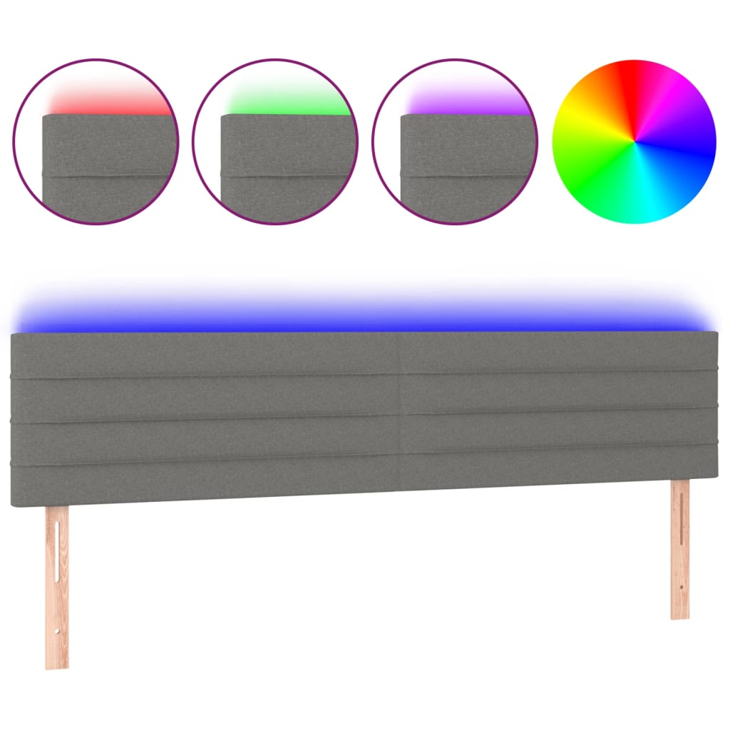 LED uzglavlje tamnosivo 200x5x78/88 cm od tkanine