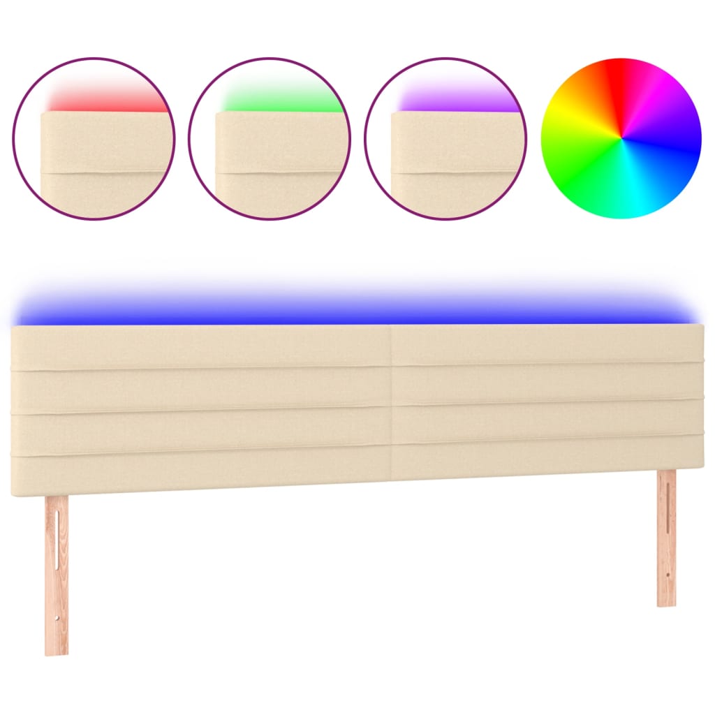 LED uzglavlje krem 200x5x78/88 cm od tkanine