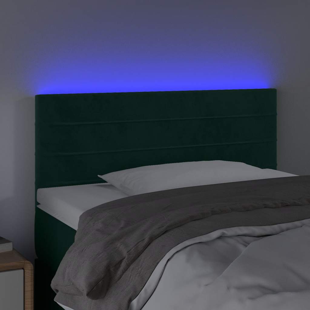LED uzglavlje tamnozeleno 80 x 5 x 78/88 cm baršunasto