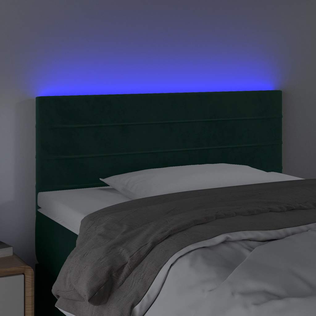 LED uzglavlje tamnozeleno 100x5x78/88 cm baršunasto