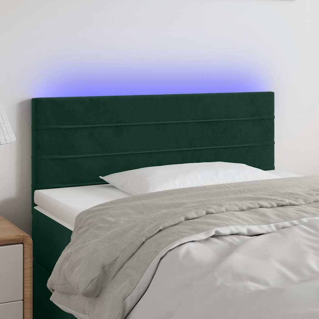 LED uzglavlje tamnozeleno 100x5x78/88 cm baršunasto