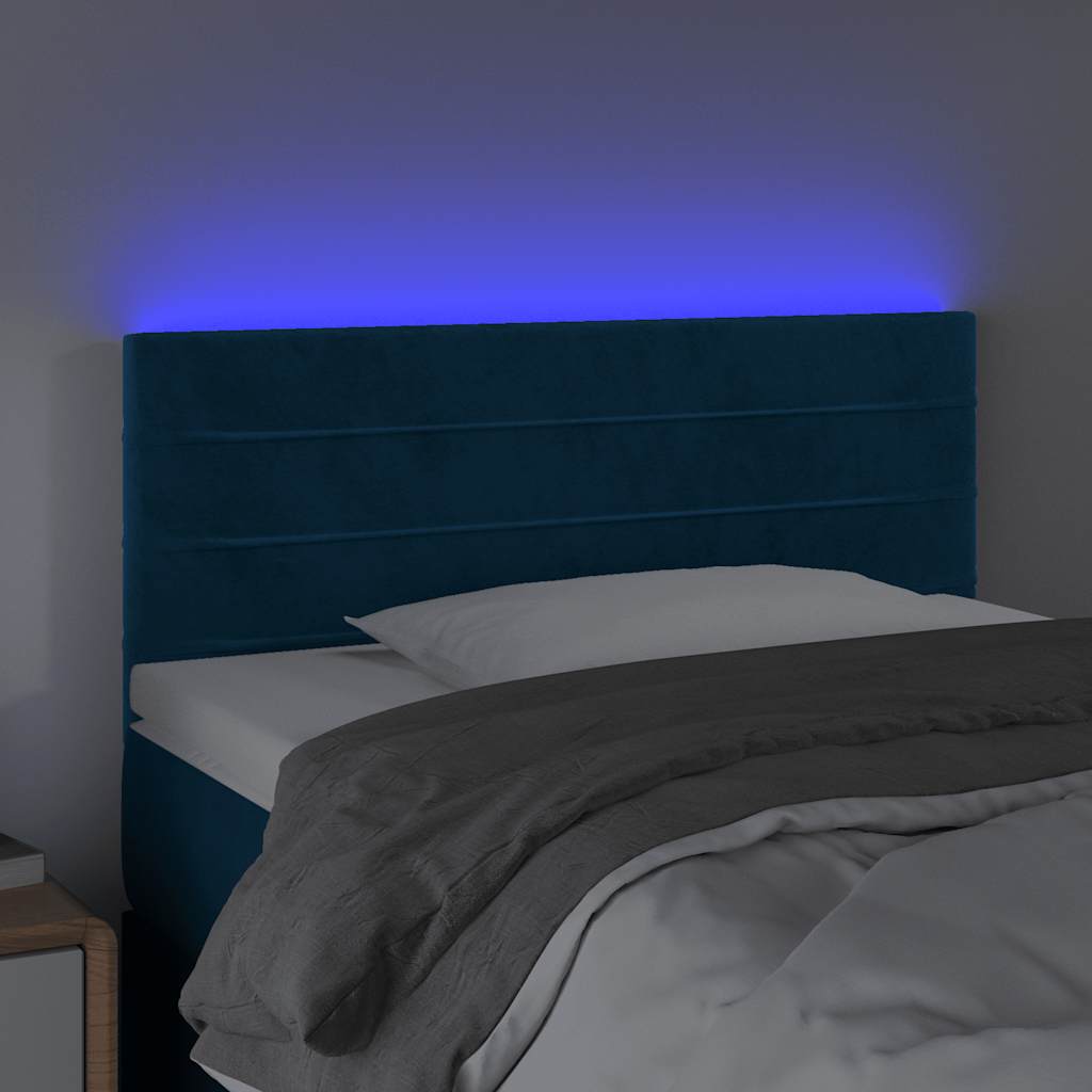 LED uzglavlje tamnoplavo 100x5x78/88 cm baršunasto