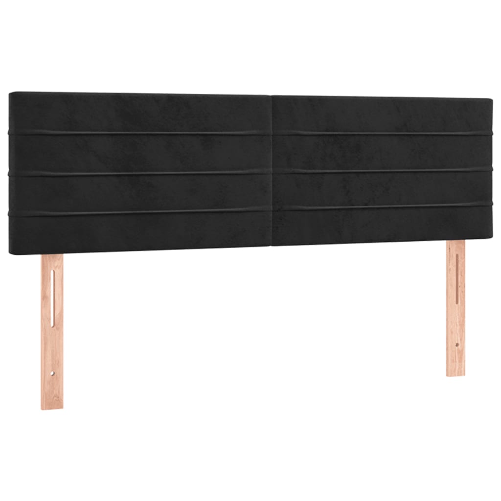 LED uzglavlje crno 144x5x78/88 cm baršunasto