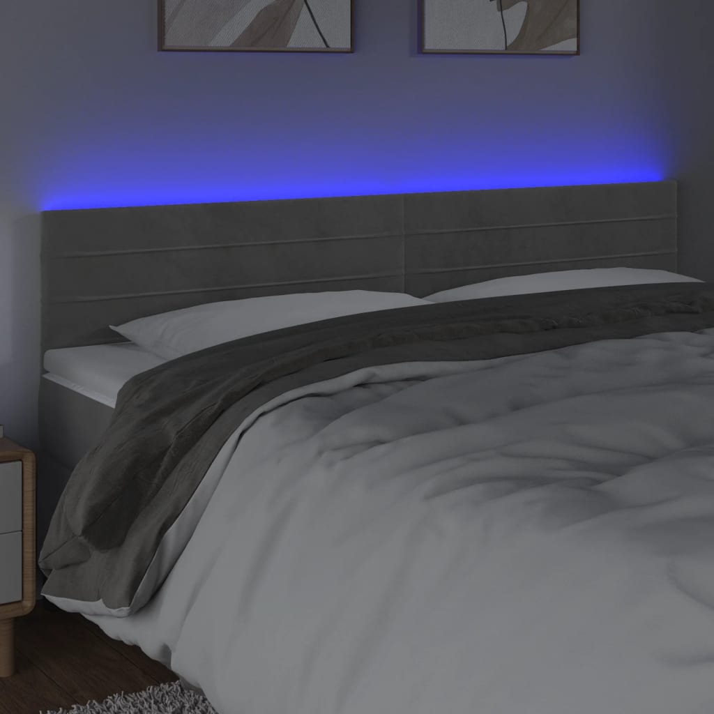 LED uzglavlje svjetlosivo 160x5x78/88 cm baršunasto