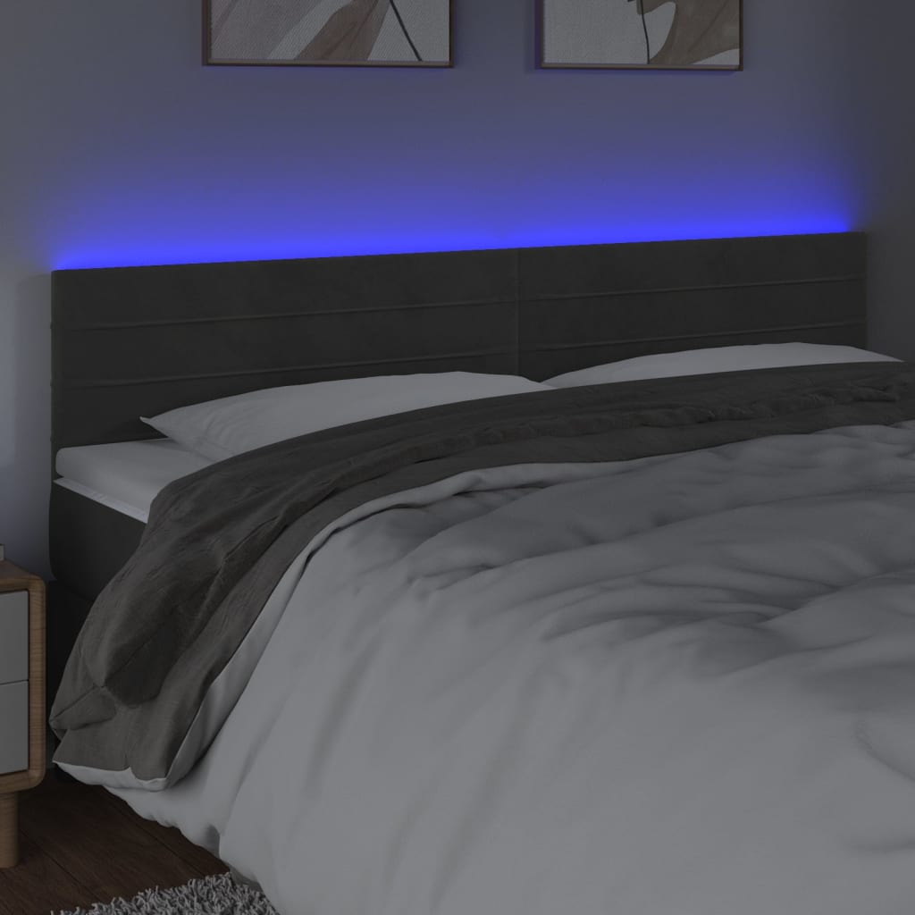 LED uzglavlje tamnosivo 160x5x78/88 cm baršunasto