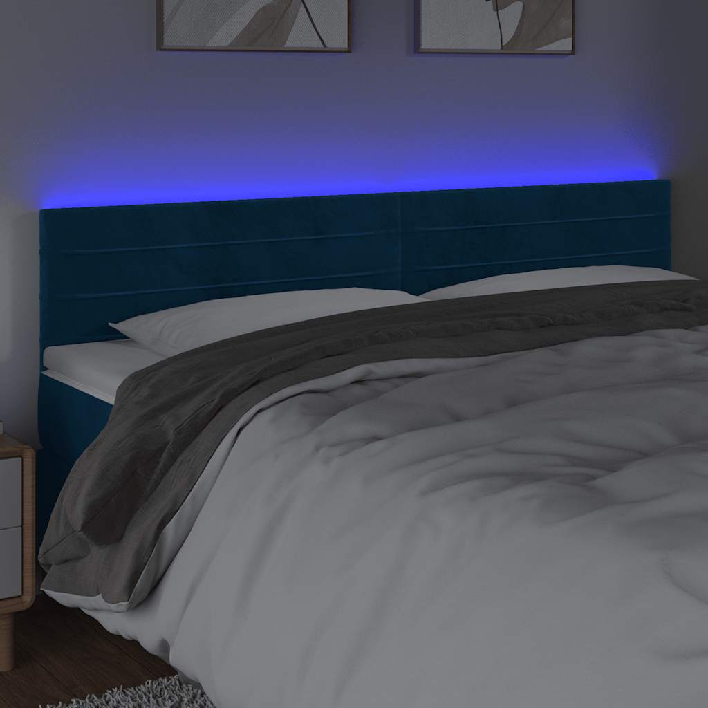 LED uzglavlje tamnoplavo 180x5x78/88 cm baršunasto