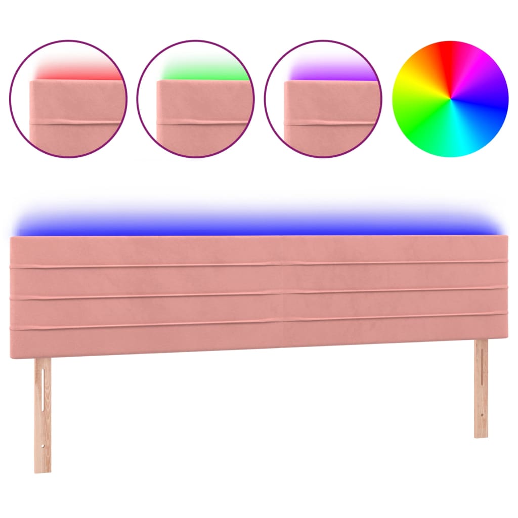 LED uzglavlje ružičasto 180x5x78/88 cm baršunasto