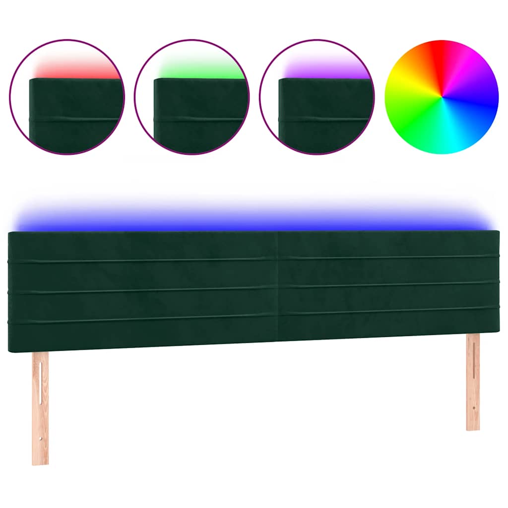 LED uzglavlje tamnozeleno 200x5x78/88 cm baršunasto