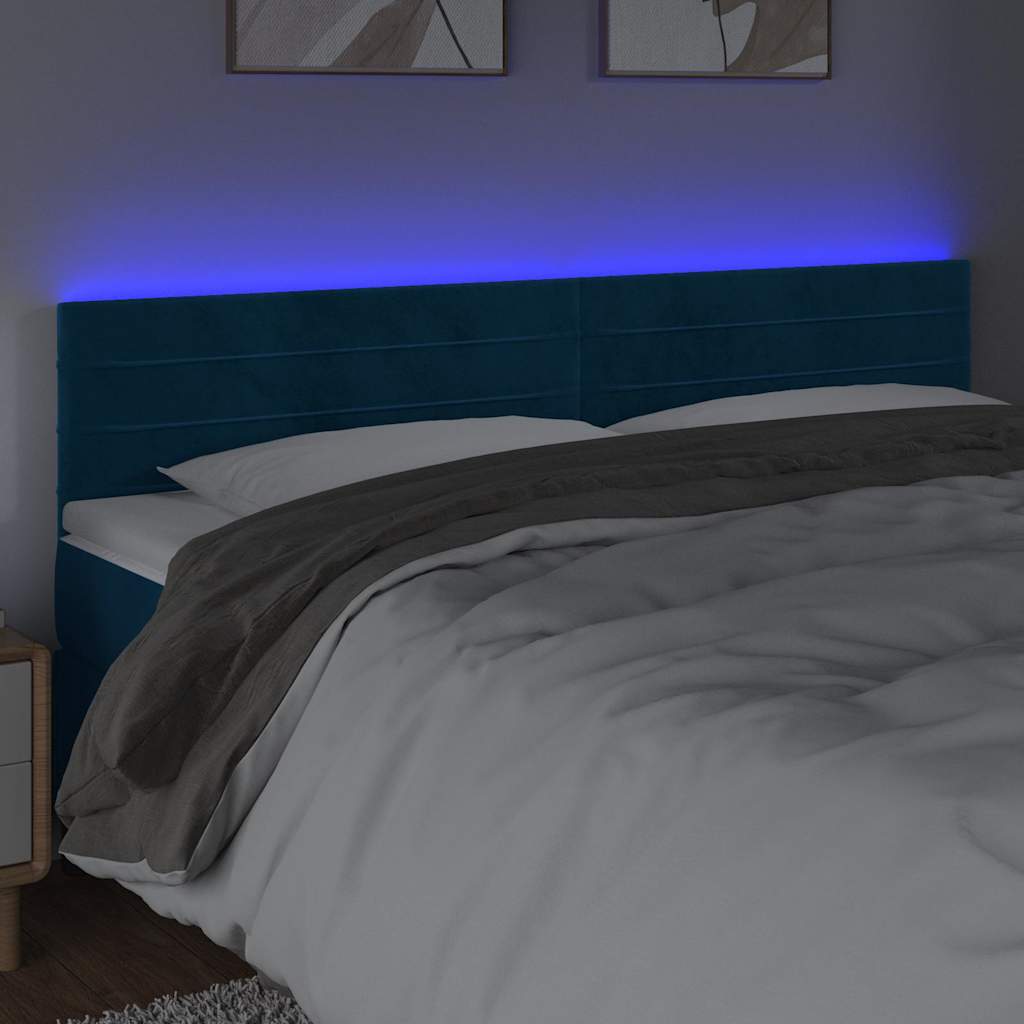 LED uzglavlje tamnoplavo 200x5x78/88 cm baršunasto