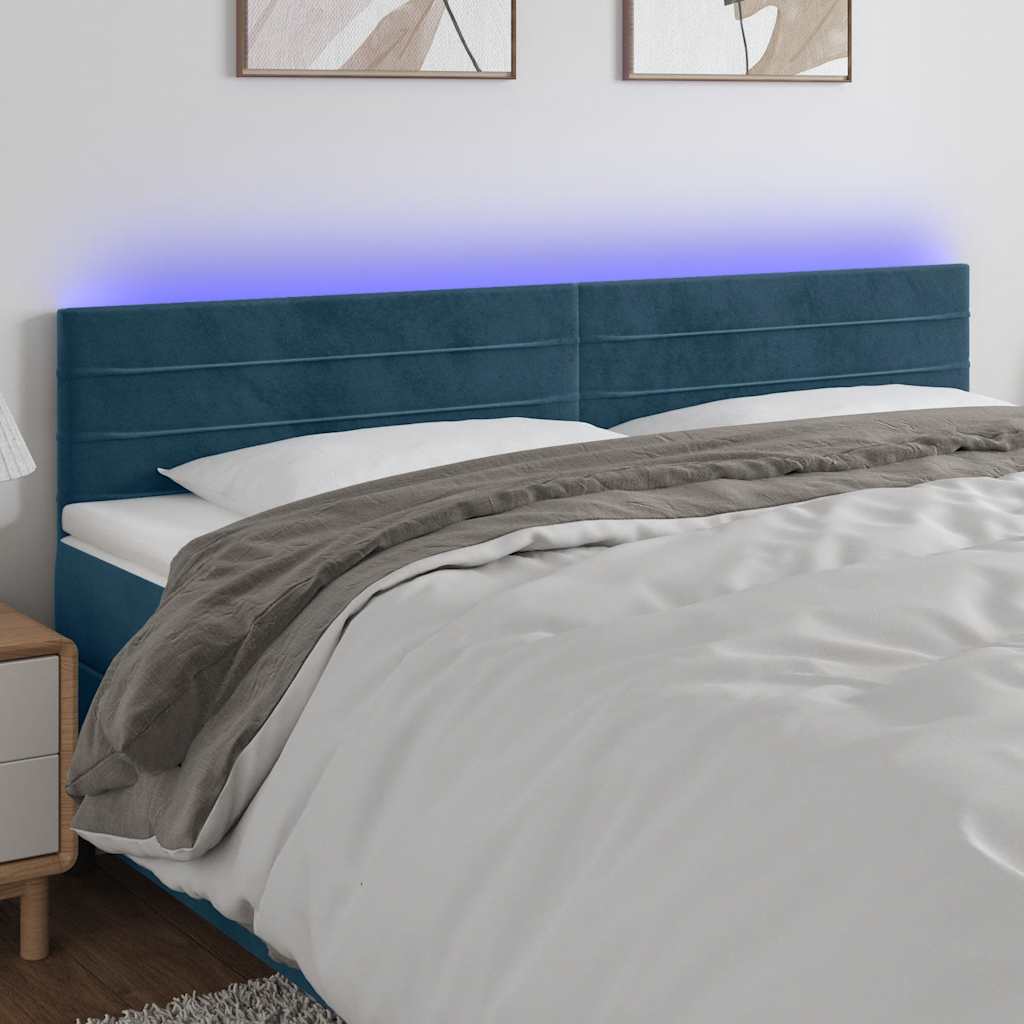 LED uzglavlje tamnoplavo 200x5x78/88 cm baršunasto