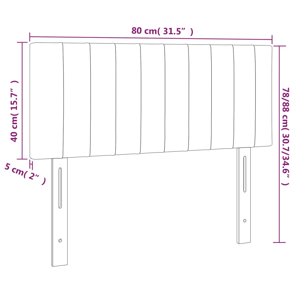 LED uzglavlje crno 80 x 5 x 78/88 cm od tkanine