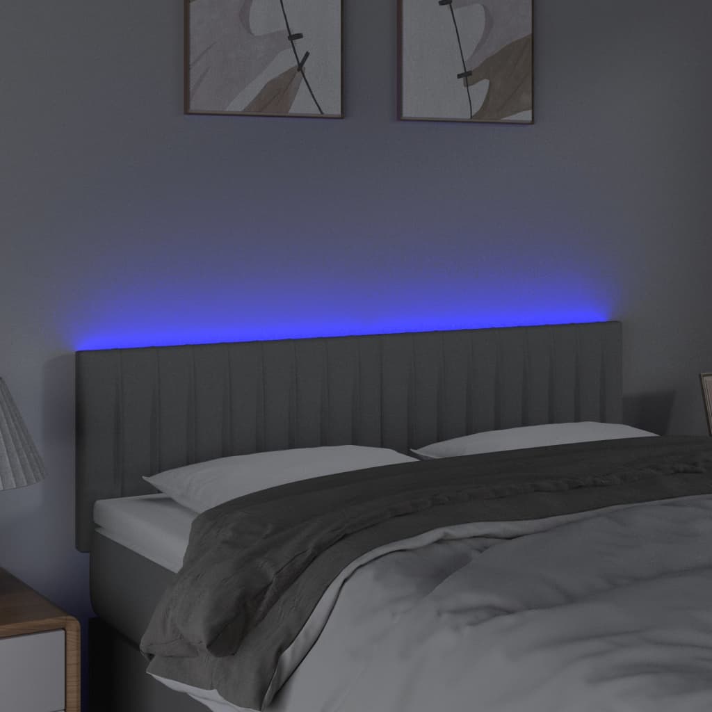 LED uzglavlje svjetlosivo 144 x 5 x 78/88 cm od tkanine