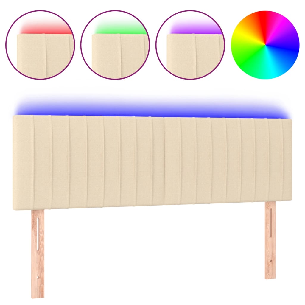 LED uzglavlje krem 144x5x78/88 cm od tkanine