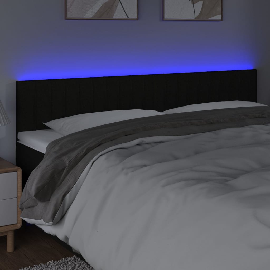 LED uzglavlje crno 200x5x78/88 cm od tkanine