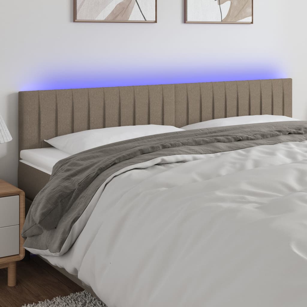 LED uzglavlje smeđesivo 200x5x78/88 cm od tkanine