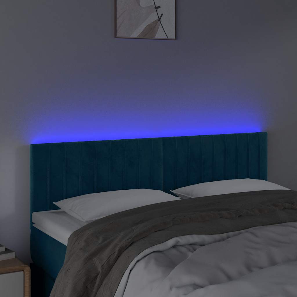 LED uzglavlje tamnoplavo 144x5x78/88 cm baršunasto