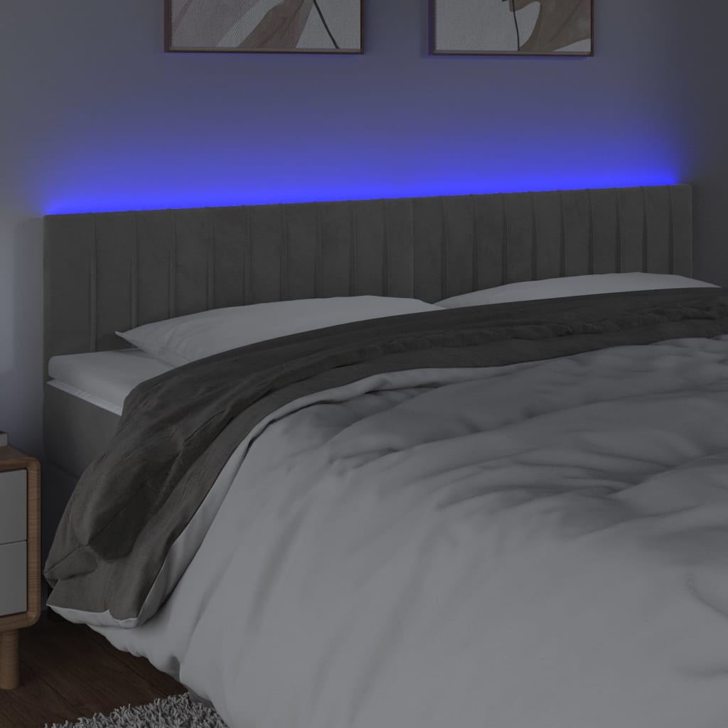 LED uzglavlje svjetlosivo 160x5x78/88 cm baršunasto