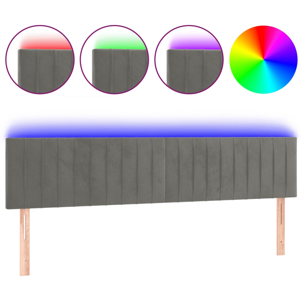 LED uzglavlje svjetlosivo 180x5x78/88 cm baršunasto
