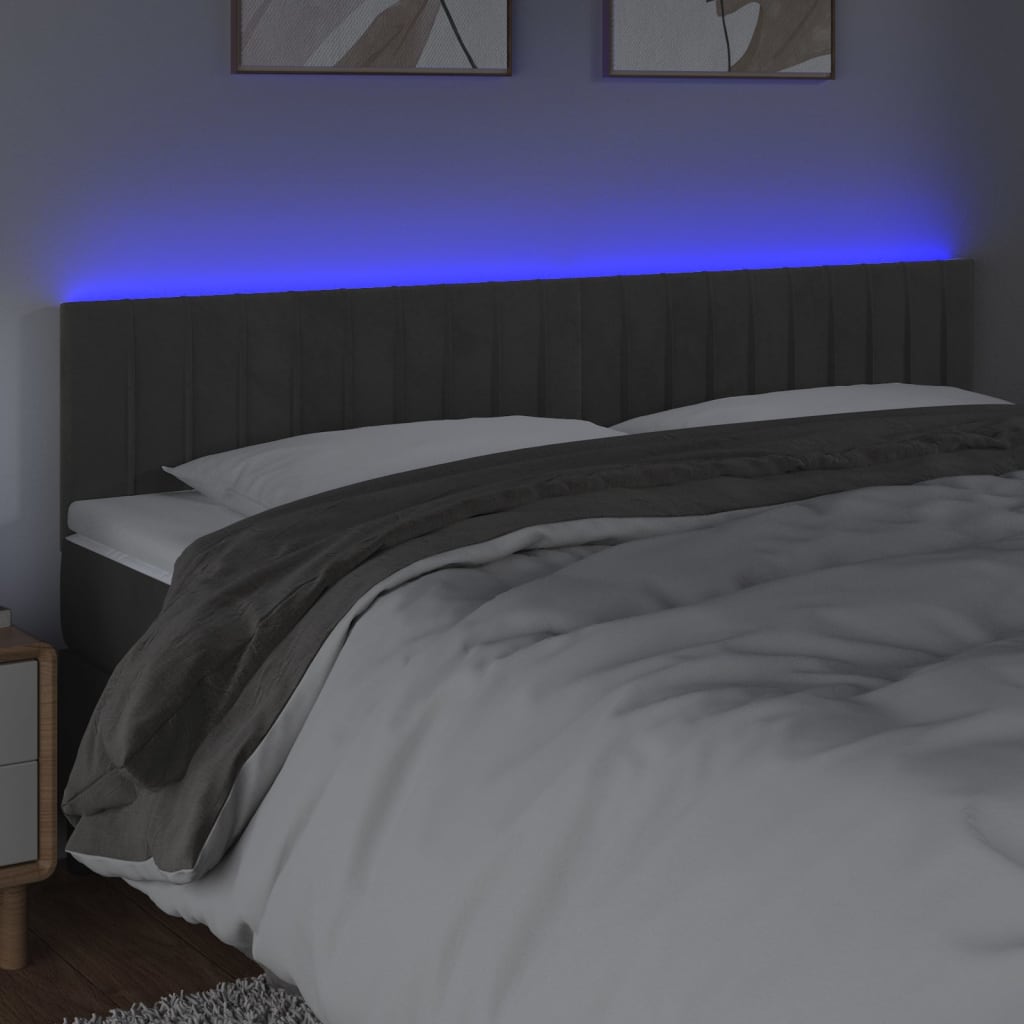 LED uzglavlje tamnosivo 180x5x78/88 cm baršunasto