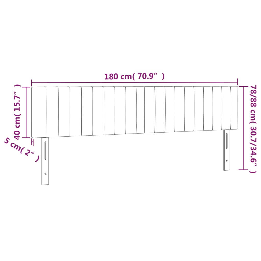 LED uzglavlje crno 180x5x78/88 cm baršunasto