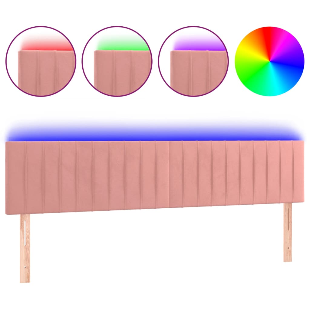 LED uzglavlje ružičasto 180x5x78/88 cm baršunasto