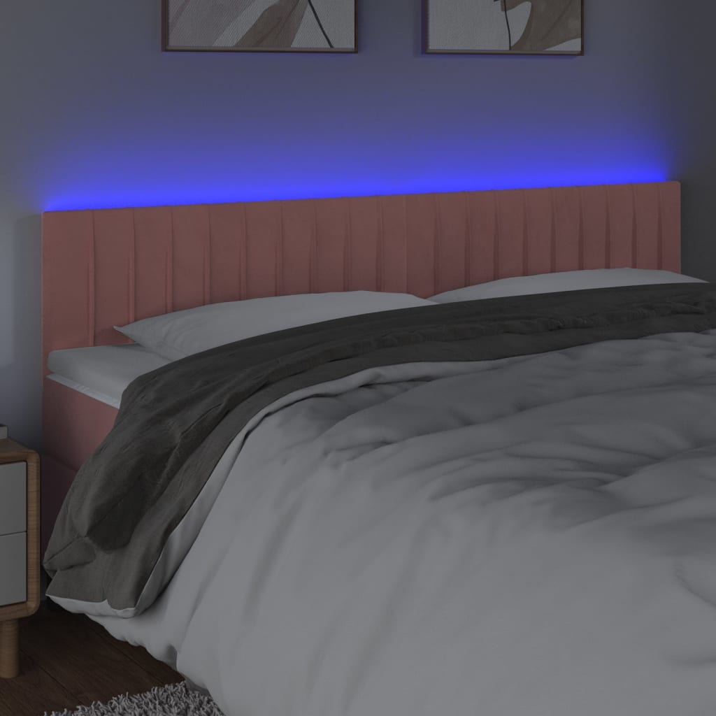 LED uzglavlje ružičasto 180x5x78/88 cm baršunasto