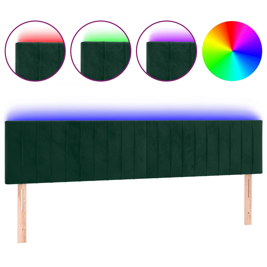 LED uzglavlje tamnozeleno 200x5x78/88 cm baršunasto