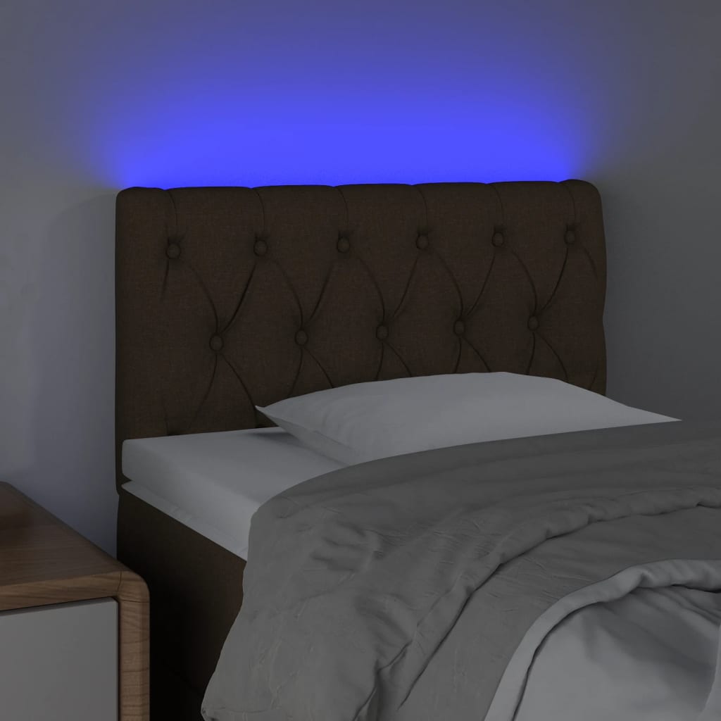 LED uzglavlje tamnosmeđe 80 x 7 x 78/88 cm od tkanine
