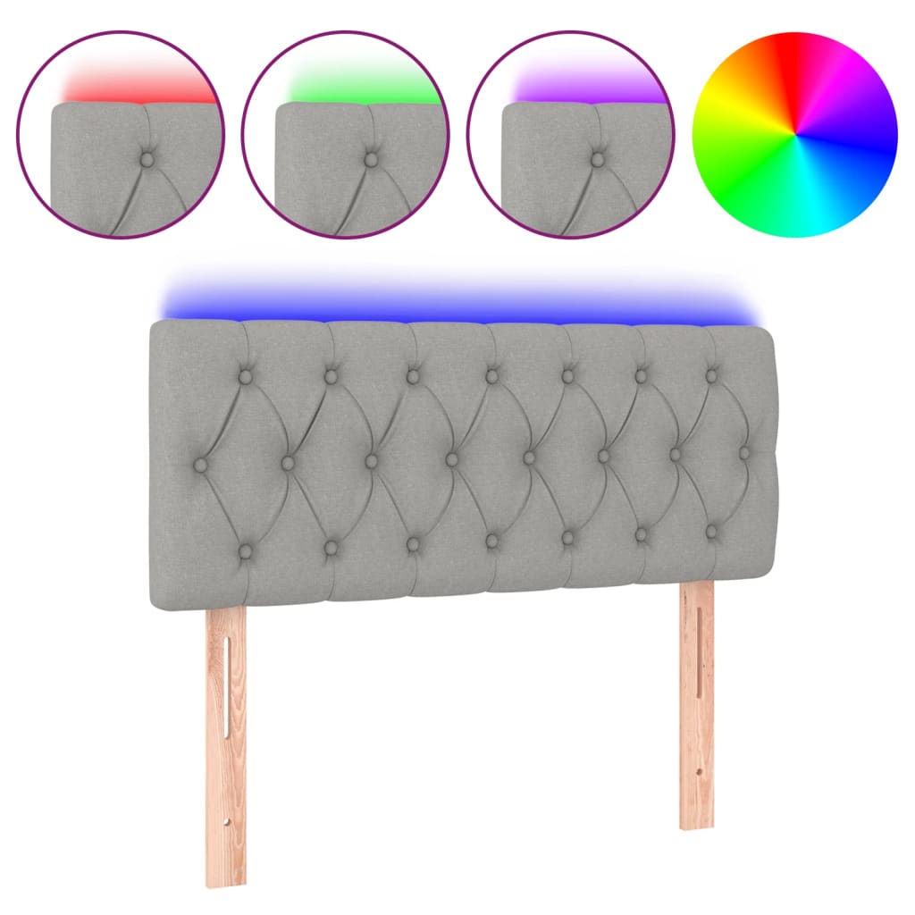 LED uzglavlje svjetlosivo 90 x 7 x 78/88 cm od tkanine