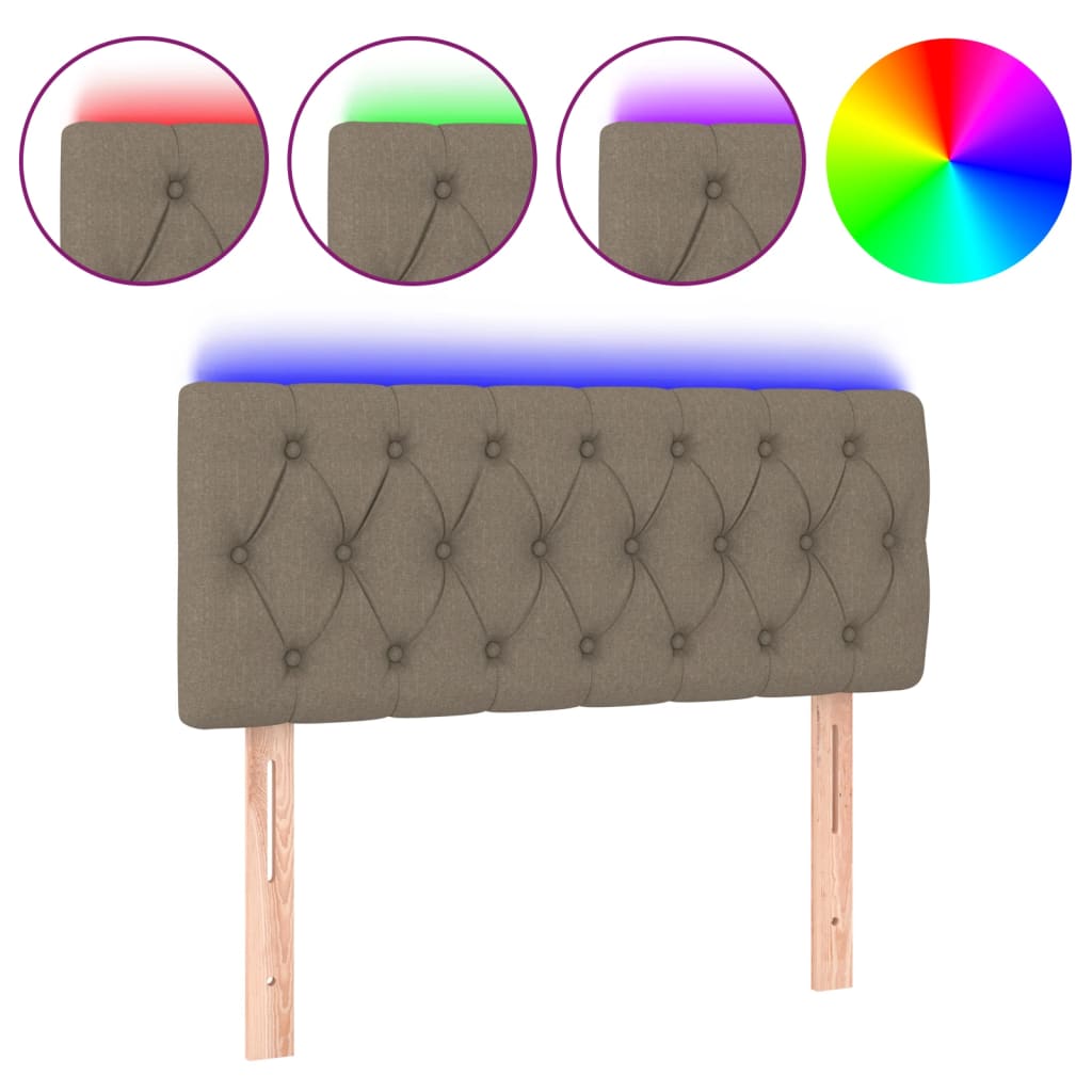 LED uzglavlje smeđesivo 90 x 7 x 78/88 cm od tkanine