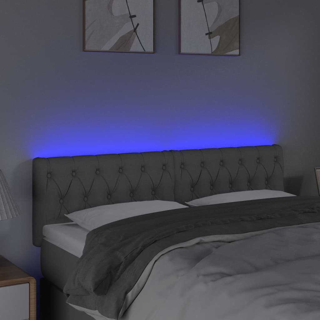 LED uzglavlje svjetlosivo 144 x 7 x 78/88 cm od tkanine